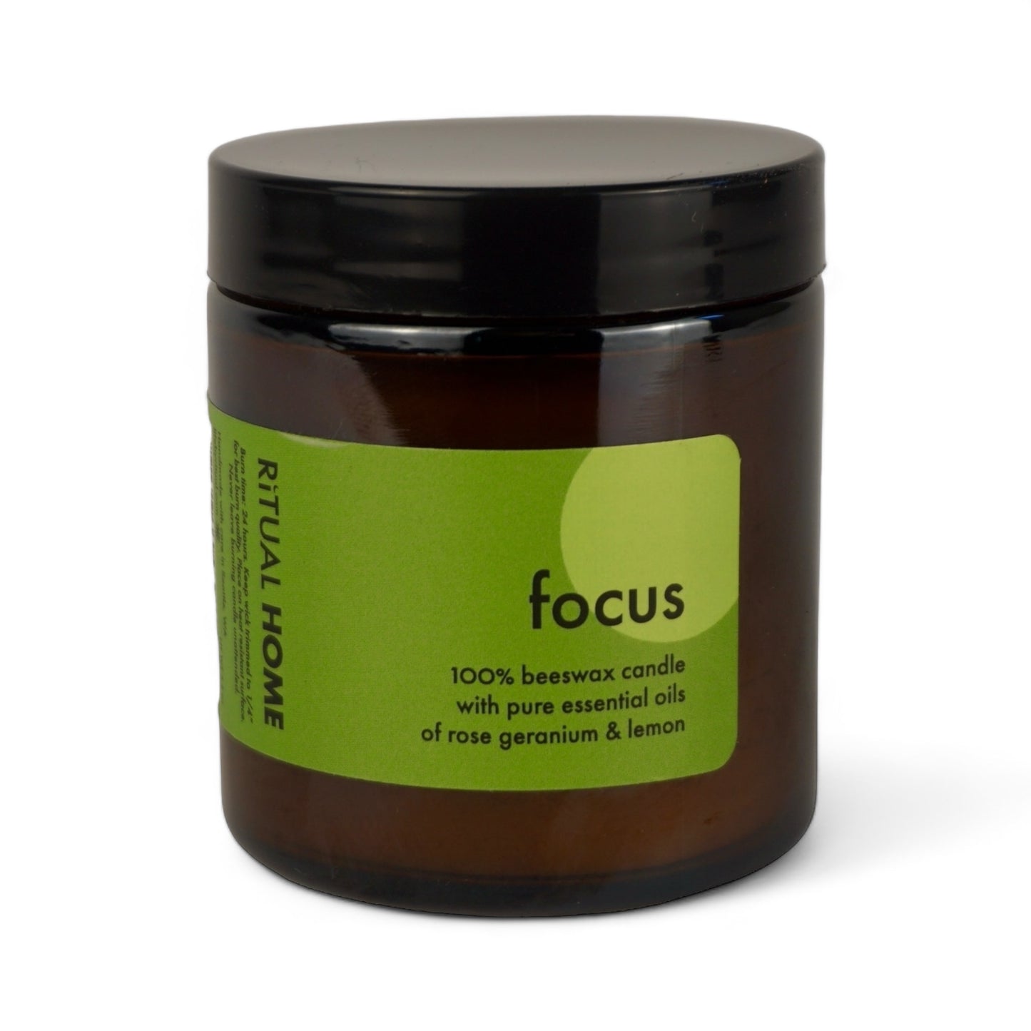 FOCUS AMBER JAR CANDLE~ LEMON, ROSE GERANIUM