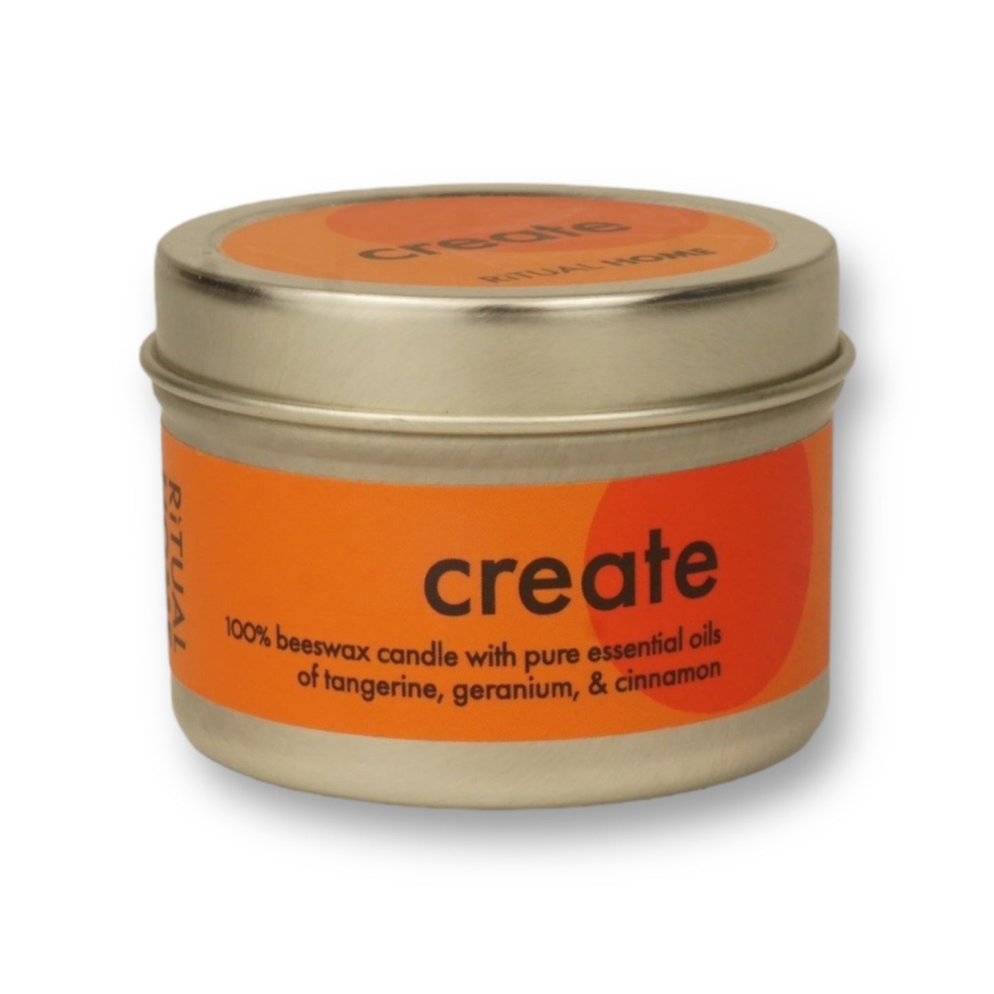 CREATE 2 OZ TIN CANDLE- TANGERINE, GERANIUM, CINNAMON