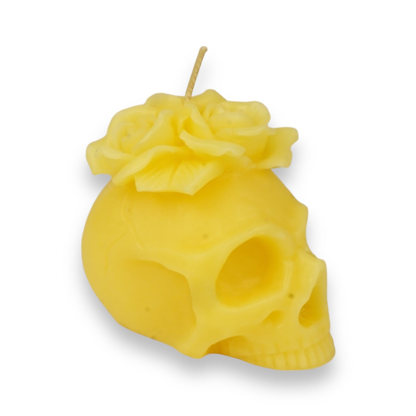 100% Beeswax Skull with Floral Crown Candle